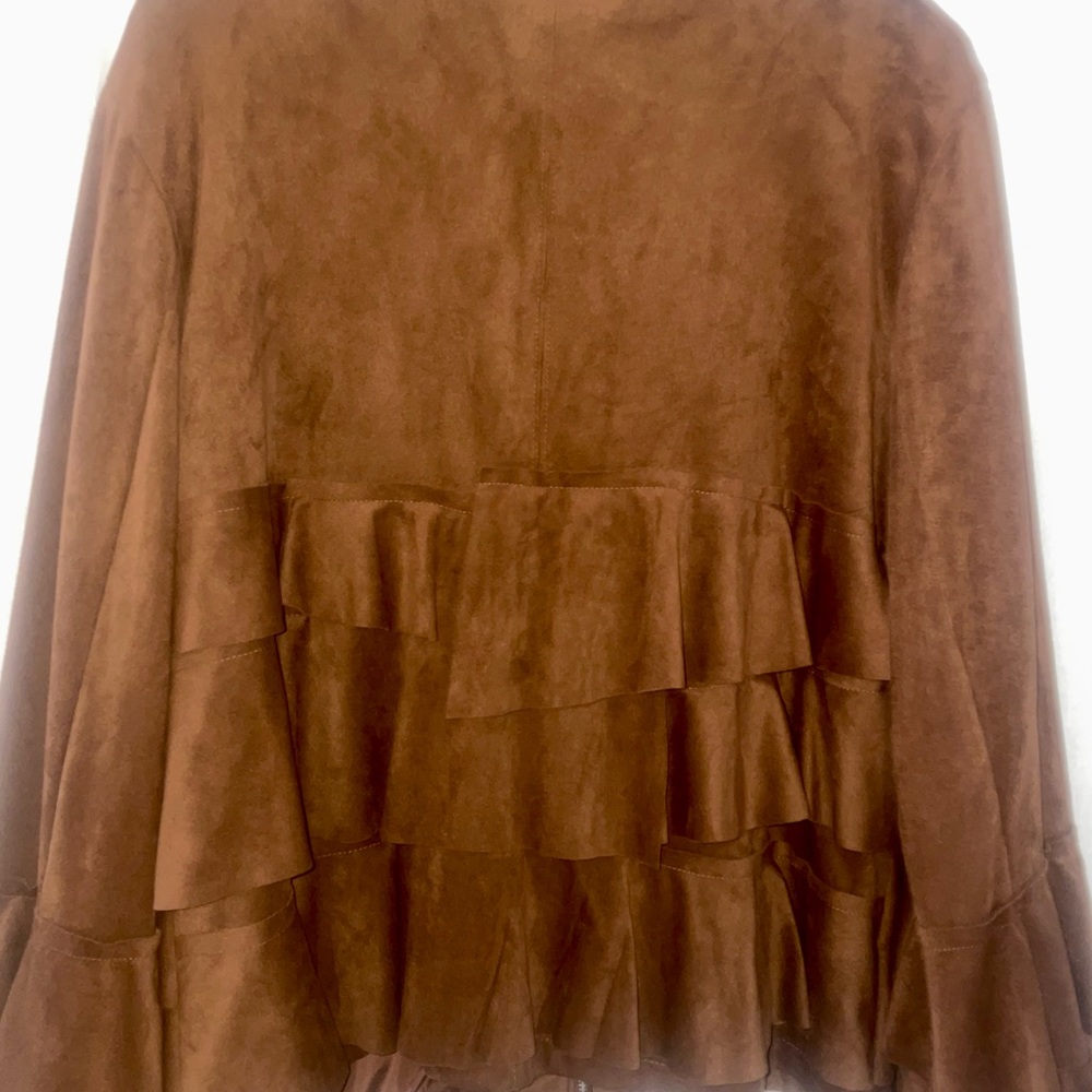 INC International Concepts Faux Suede Ruffle Jacket Women's 1X Full Zip New - Picture 11 of 13